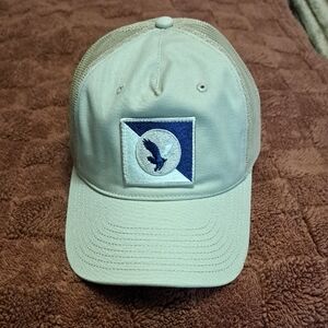 Beige Trucker Hat with Black Patch